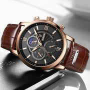 LIGE Luxury Leather Men's Quartz Watch